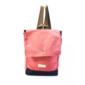 J. Stark Womens Colorblock Snapped Buttoned Slip-On Backpack Handbag Pink